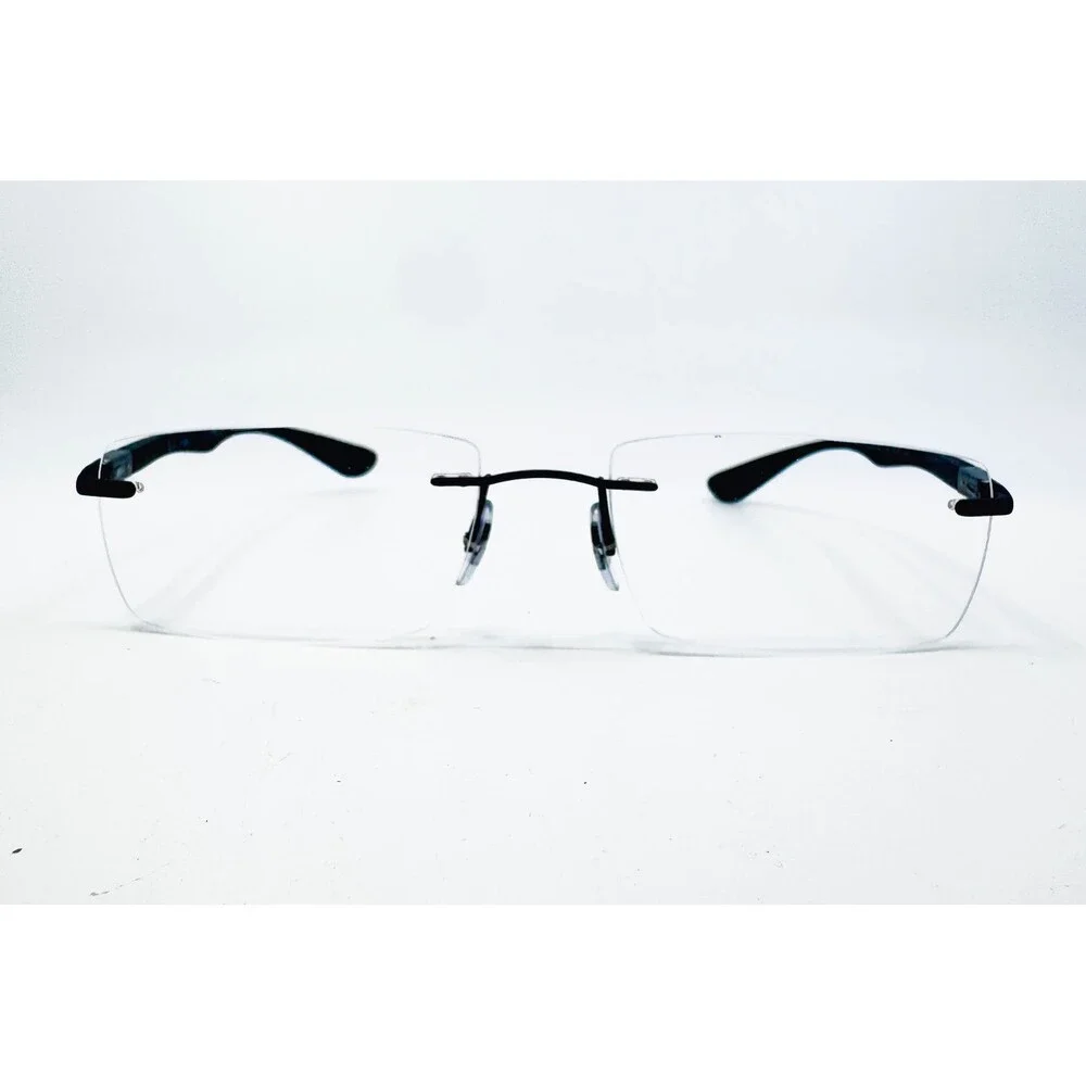 Ray-Ban Eyeglass Frames Mens Black Rimless Rectangle RB 8724 1128 54-17-140